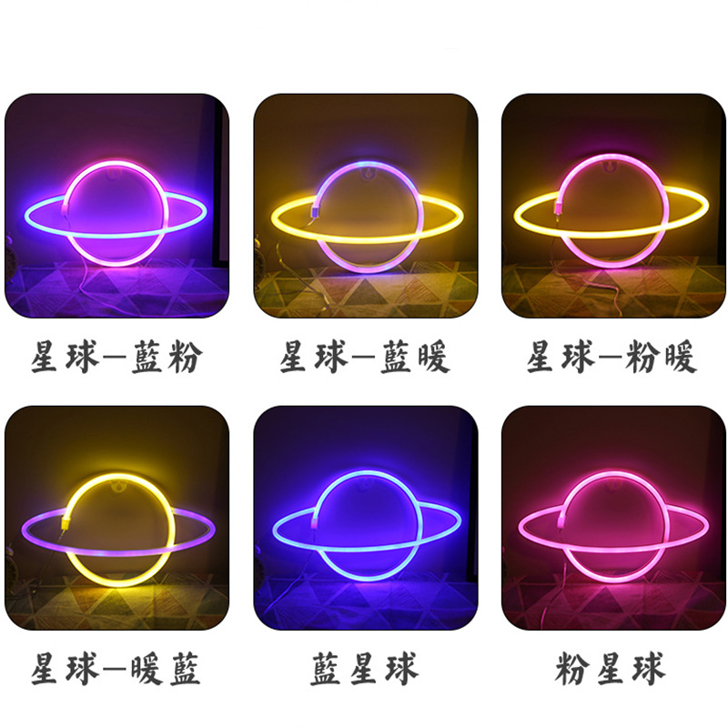 LED flamenco luz modelado luz ins cactus nube de neón luz de neón Luna luz decorativa de la noche del relámpago