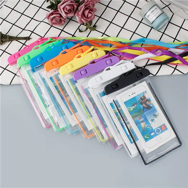 Transparent Touch Screen Mobile Phone Case Outdoor Hot Spring Swimming Diving Luminous Waterproof Case Pvc Fluorescent Mobile Phone Waterproof Bag