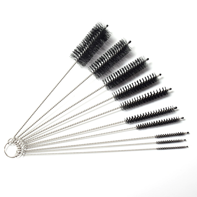 Equipo de tatuaje cepillo de acero inoxidable cepillo de limpieza de nylon pluma de aerosol pistola cepillo de diez piezas traje de cepillo de paja