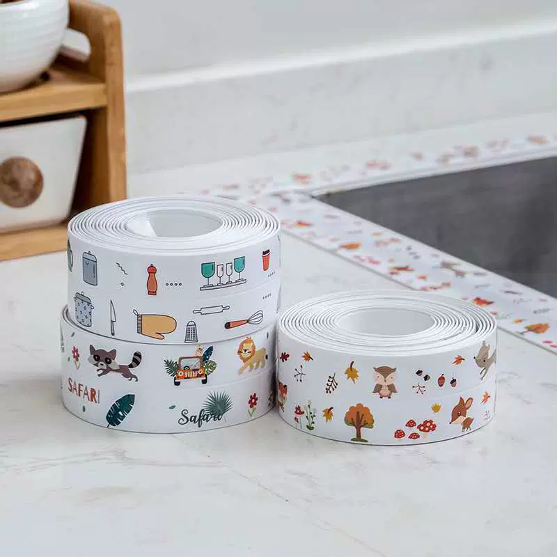 现货厨卫美缝贴水槽挡水条胶带卫生间水池墙角马桶贴自粘式美缝贴