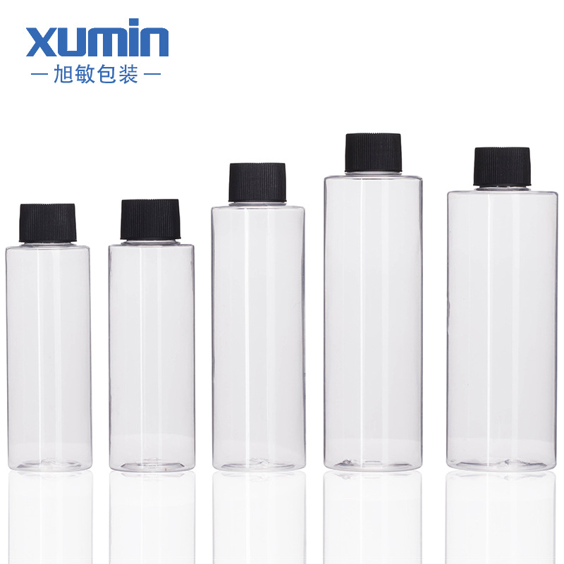 100-150ML透明塑料PET纯露瓶 化妆品瓶黑盖爽肤水瓶 旭敏包材现货