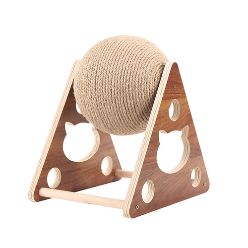 Cat scratching board, wooden cat scratching ball, cat claw grinding hand-wrapped sisal rope, cat climbing frame, cat scratching post, scratch-resistant cat toy
