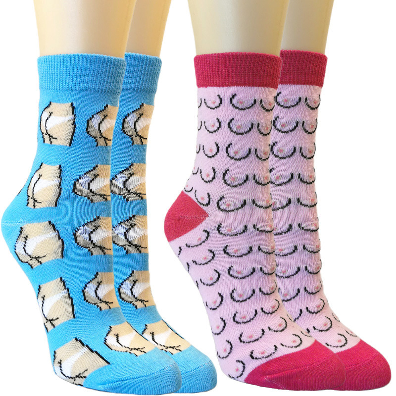 2025d Unique Funny Mid-Calf Knitted Men's Women's Sports Casual Butt Socks_voghion.com