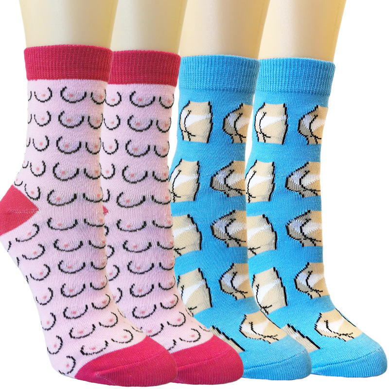 2025d Unique Funny Mid-Calf Knitted Men's Women's Sports Casual Butt Socks_voghion.com