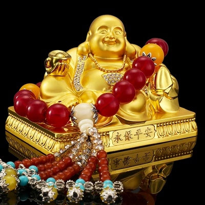 Car-Mounted Ingot, Lying Buddha – Car ornaments - full-metal-maitreya-red-transfer-beads