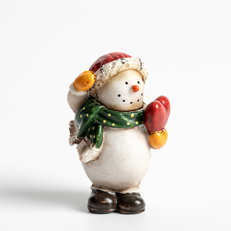 Resina vieja muñeco de nieve decoración de escritorio decoración colorida pintada a mano hace viejos retro americanos mostrador decoración