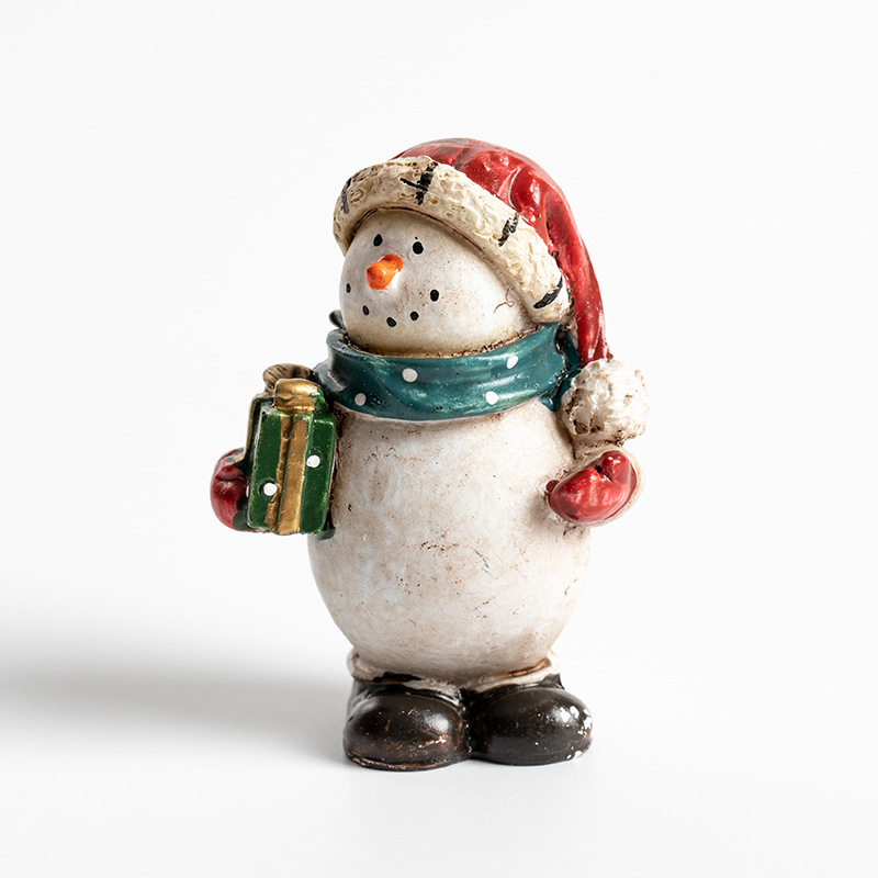 Resina vieja muñeco de nieve decoración de escritorio decoración colorida pintada a mano hace viejos retro americanos mostrador decoración
