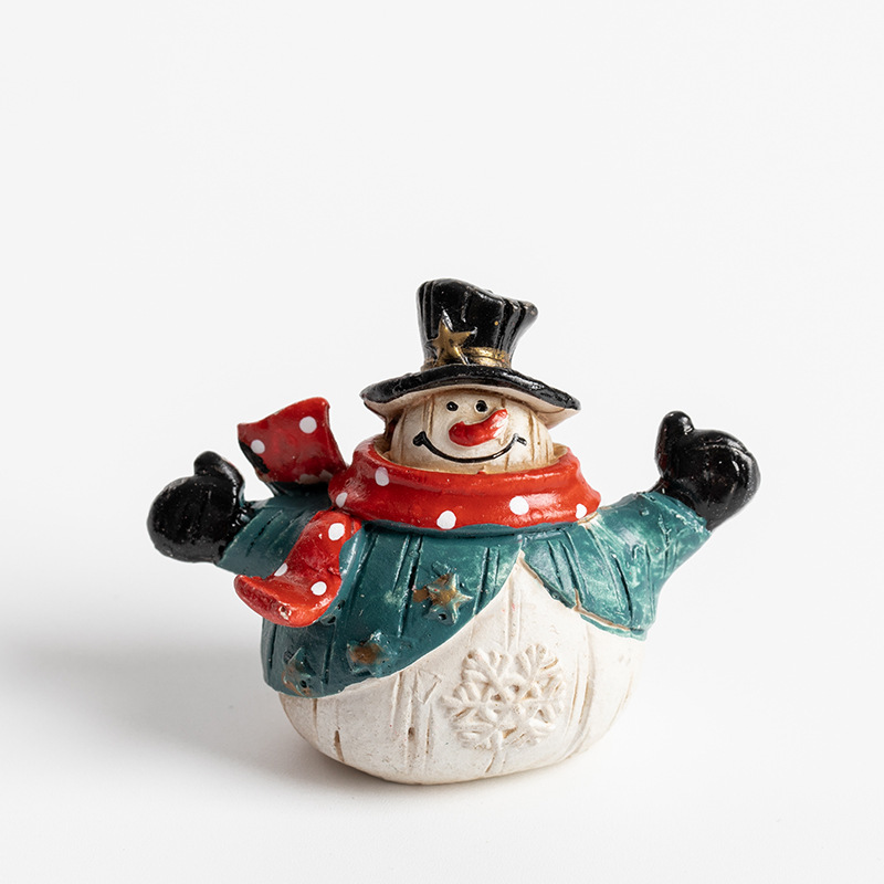 Resina vieja muñeco de nieve decoración de escritorio decoración colorida pintada a mano hace viejos retro americanos mostrador decoración