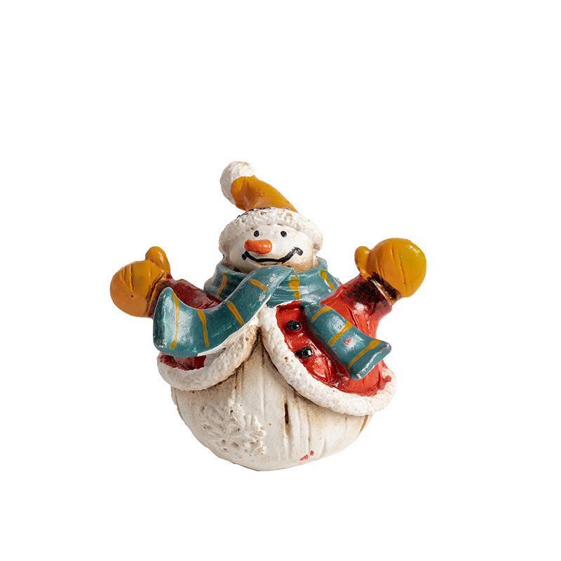 Resina vieja muñeco de nieve decoración de escritorio decoración colorida pintada a mano hace viejos retro americanos mostrador decoración