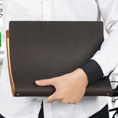 Genuine leather notebook A4 loose-leaf book, retro handmade first-layer cowhide 4-hole clip, ultra-thick sketchbook, large diary