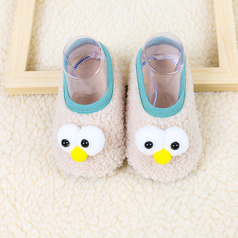 Calcetines de piso lindos de dibujos animados calcetines de invierno para niños forrados de lana para niños calcetines de bebé para hombres y mujeres de fondo suave para bebés de educación temprana para interiores