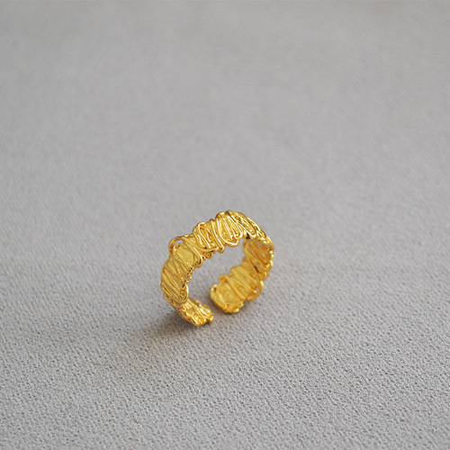 Original niche trendy fashionable modern Korean style golden filigree opening personalized simple and versatile ring index finger ring for women