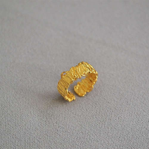Original niche trendy fashionable modern Korean style golden filigree opening personalized simple and versatile ring index finger ring for women