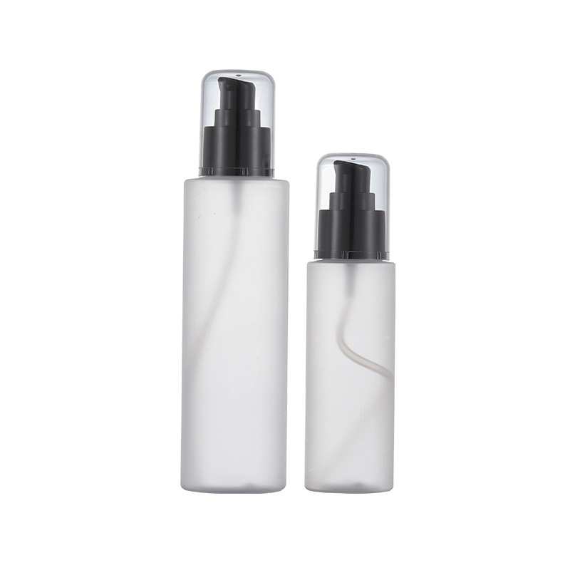 100mL botella de loción de cabeza de bomba de cubierta completa Negra 200ml botella de bomba de presión de plástico esmerilado sub-botella cosmética Xumin