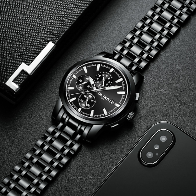olika/Olga Men's Watch Fashion Business Waterproof Casual Luminous Quartz Men's Watch Steel Band Watch Men