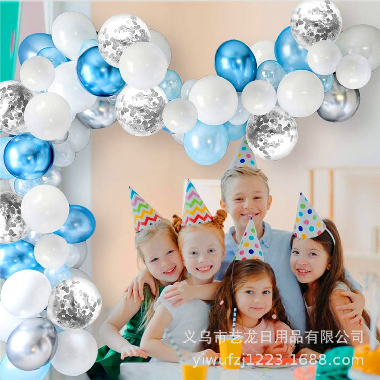 马卡龙蓝色气球链套餐 不规则乳胶气球组合套装生日婚房派对装饰