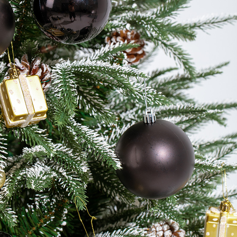 Bola de Navidad negra de 8cm bola de decoración de Navidad galvanizada bola de color bola negra muta gran props de disparo atmósfera navideña