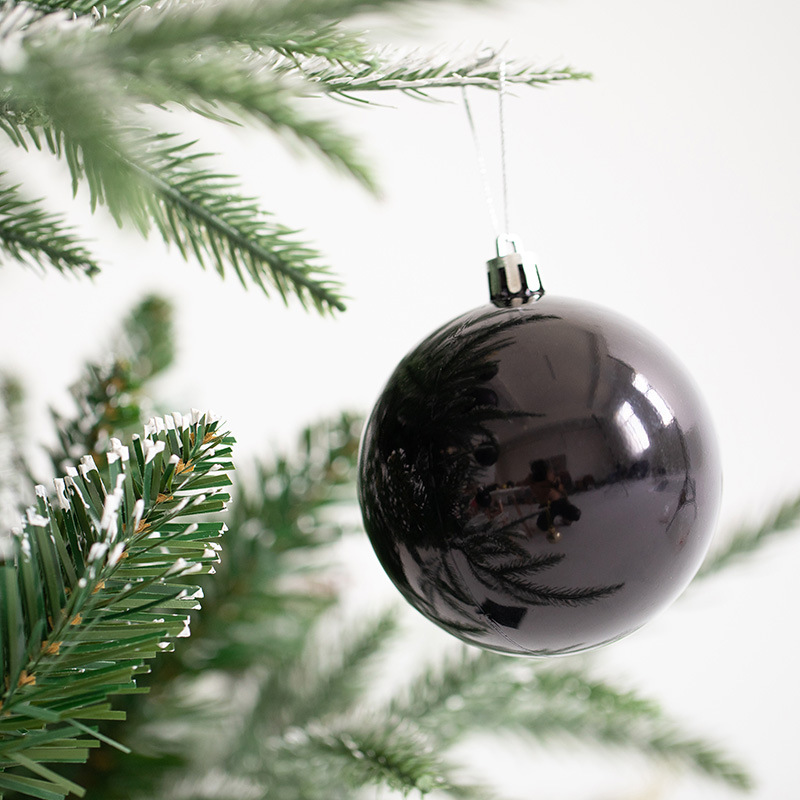 Bola de Navidad negra de 8cm bola de decoración de Navidad galvanizada bola de color bola negra muta gran props de disparo atmósfera navideña