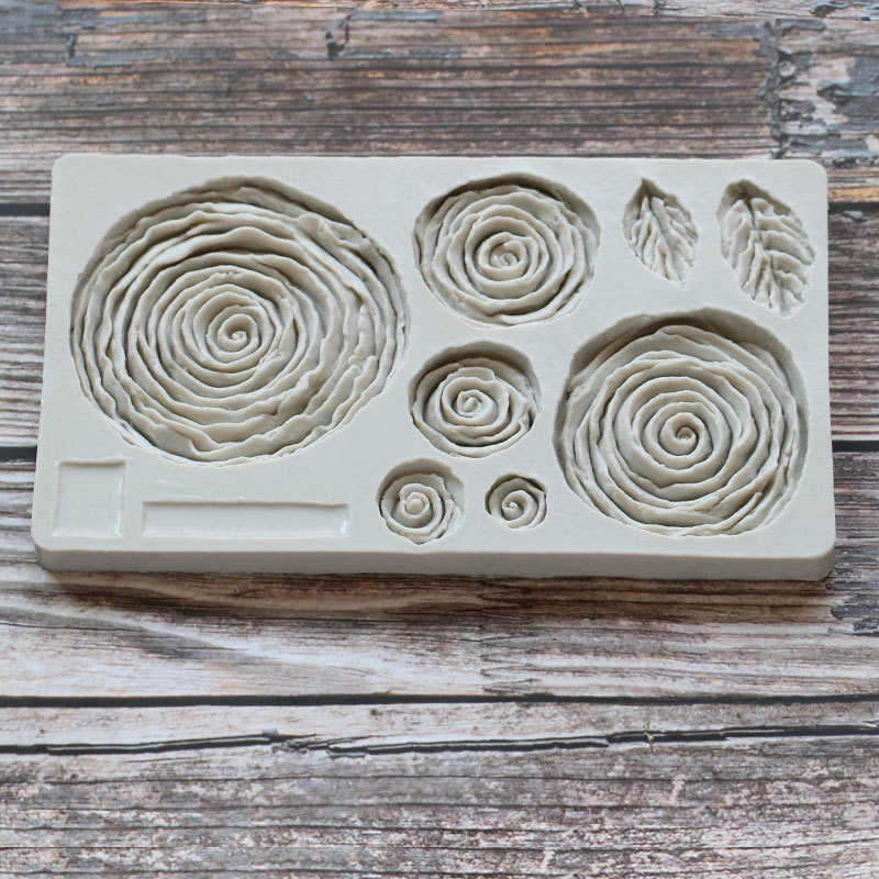 Tamaño 8-piece Rose hojas flor encaje decoración silicona fondant molde DIY hornear cake Edge decoración molde
