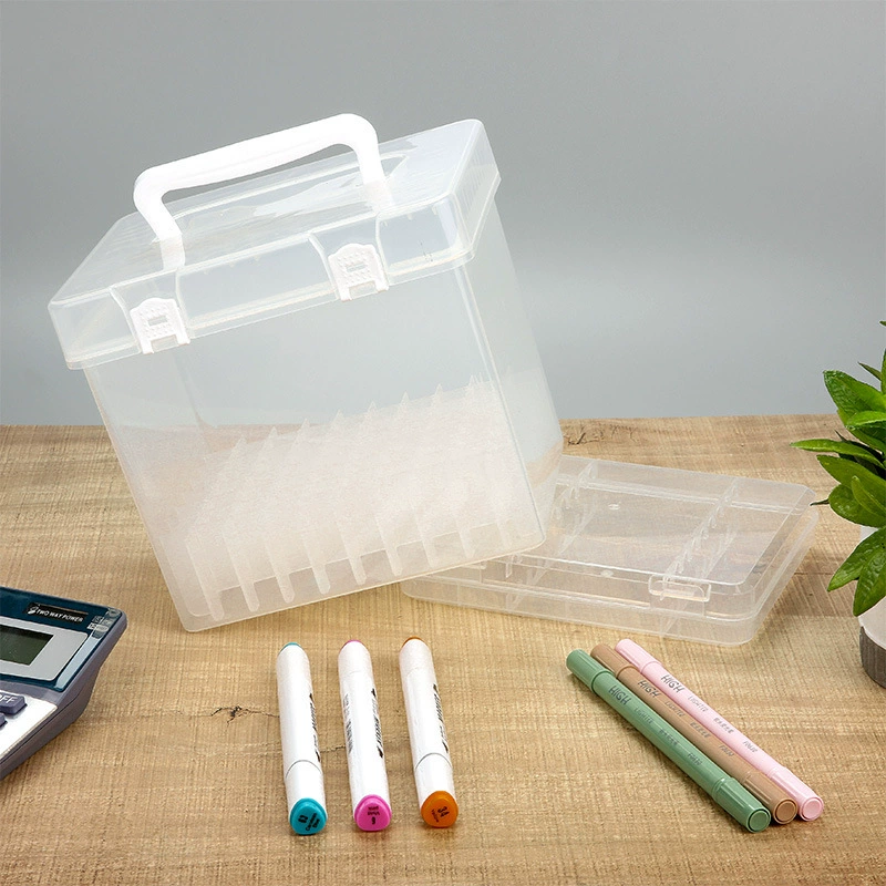 Marker & Pencil Storage Box, Portable Plastic Case for Elementary Students, 12–108 pcs