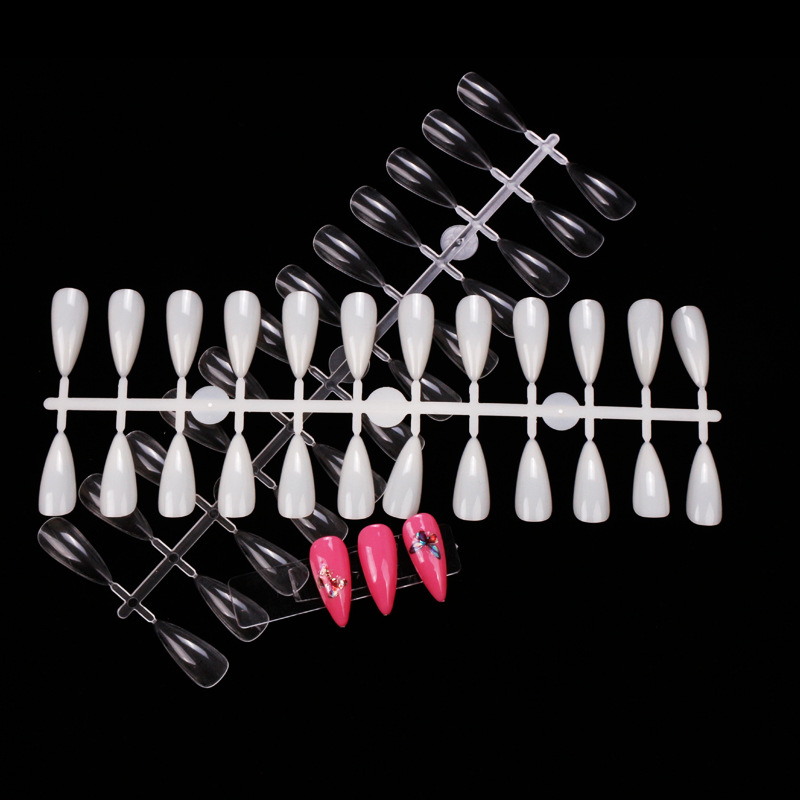 Nuevo modelo 5 # Juego de herramientas de 240 piezas con puntas de uñas estilo japonés en forma de almendra, diseño de gota de agua, tarjeta de muestra de colores para práctica de uñas.