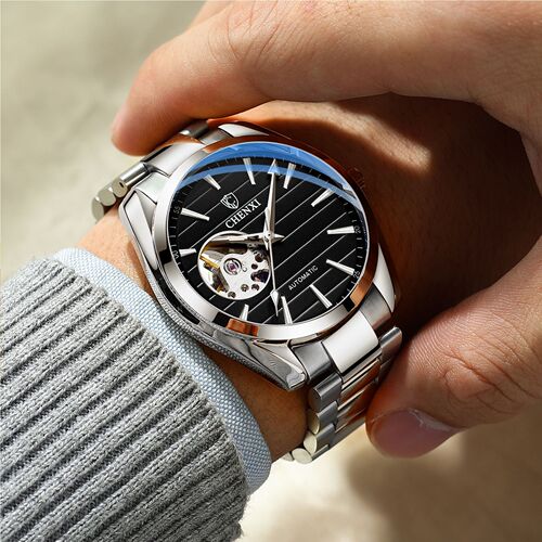 Chenxi Business Men's Fully Automatic Skeleton Mechanical Watch Live Cross-Border Wholesale Manufacturer Steel Band Fashion Mechanical Watch