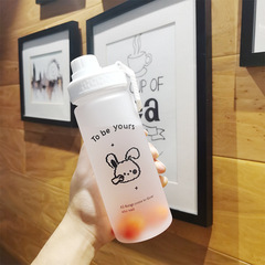 創意個性潮流少女心網紅磨砂杯吸管水杯女玻璃杯可愛便攜學生杯子