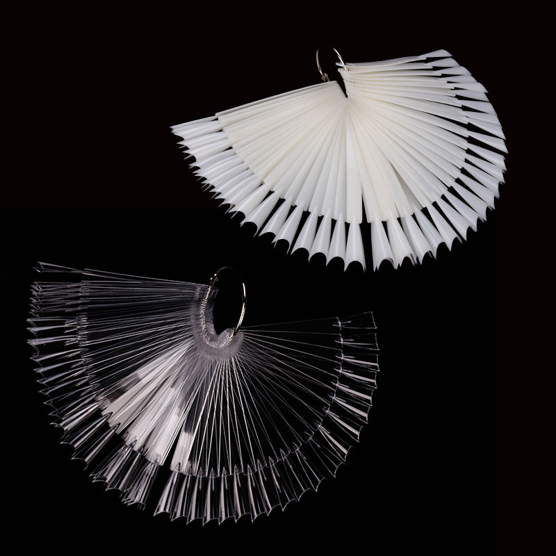 Tarjeta de color de ventilador de manicura transfronteriza nueva uña fantasma punta punta esmalte de uñas francés muestra de color ventilador 50 colores