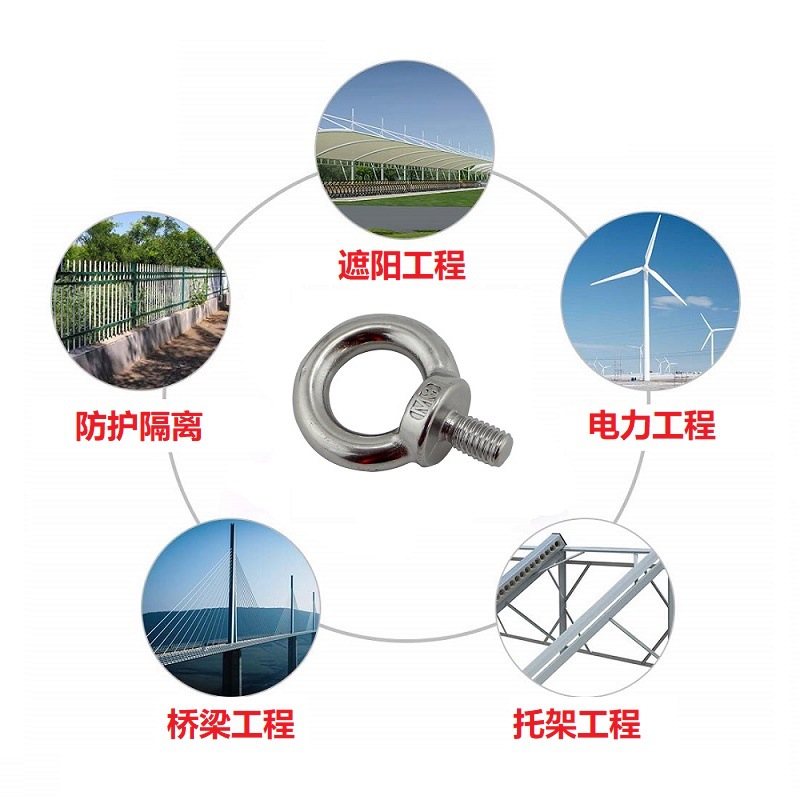 DIN580 M3-M12吊环螺栓304 316不锈钢船用起重吊环螺丝 螺栓