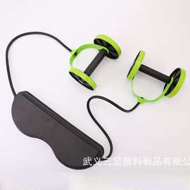 直供家用双轮健腹轮拉力器 收腹腹肌滚轮静音拉力绳 健身器材批发