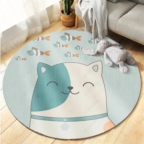 Round carpet swivel chair computer chair cushion hanging basket round floor mat children's room bedroom cute cartoon bedside blanket home