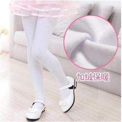 兒童秋冬薄絨連褲襪白色磨毛舞蹈襪保暖抗起球女童練功襪