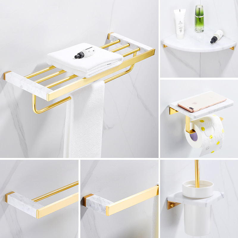 Bathroom Creative All-Copper Towel Rack Bathroom Towel Rack Toilet Brass Storage Rack Marble Towel Rack Set Bathroom Creative All-Copper Towel Rack Bathroom Towel Rack Toilet Brass Storage Rack Marble Towel Rack Set