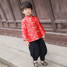 中国风原创唐装男童汉服秋长袖儿童套装古装演出服中式少爷服童装