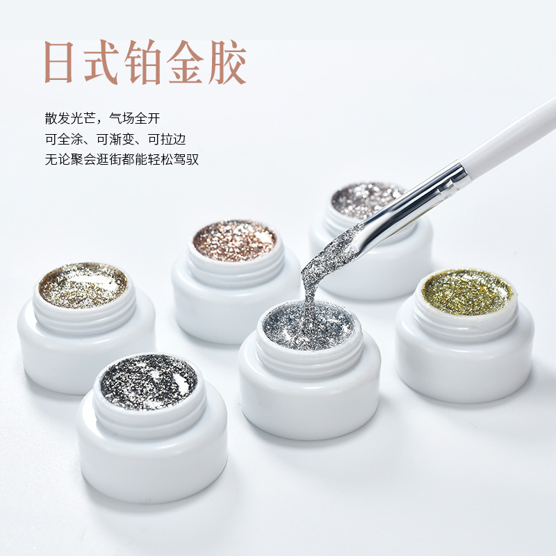 2022 nuevo flash japonés uñas arte de alta densidad de oro y plata platino oro pegamento dibujo dibujable pintado fototerapia pegamento para la tienda