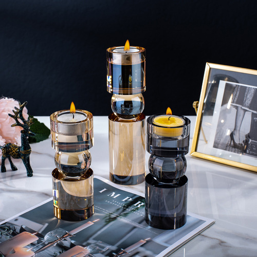 Modern Minimalist Nordic Light Luxury Crystal Candlestick Craftwork Sample Room Decor Piece Restaurant Entrance Decoration Piece