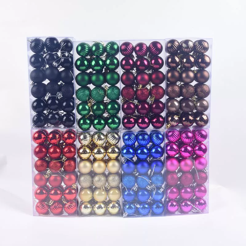 Ёлочные шарики на шарики, 4 см, коробка 36 штук, assorted цветов и отделок
