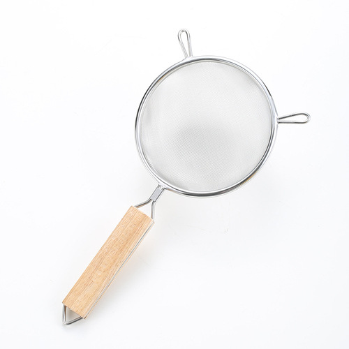 304 stainless steel large colander filter mesh wooden handle double ear deep-frying scoop household kitchen utensil noodle scoop filter