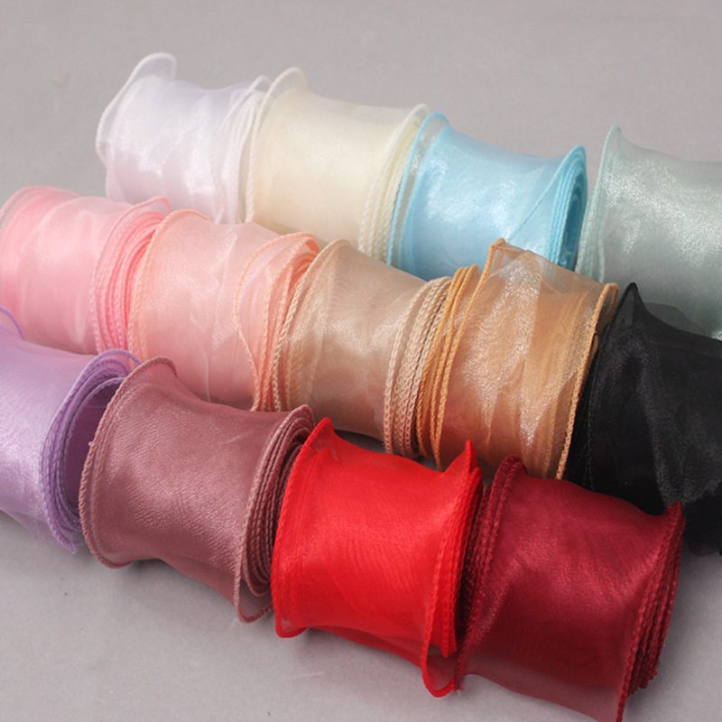 Spot 5.5cm fishtail yarn ribbon bouquet flower packaging bow ribbon curling edge yarn wave shoes hat streamer