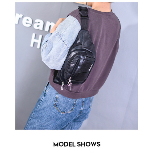New cross-border men's outdoor sports waterproof crossbody bag lightweight travel PU mobile phone bag casual large capacity bag