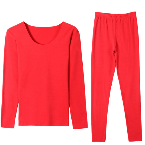 Cationic Derong Plus-Size Women's Thermal Underwear Set—Thickened, Plus-Size Autumn Top and Pants for Chubby Ladies Up to 200 lbs