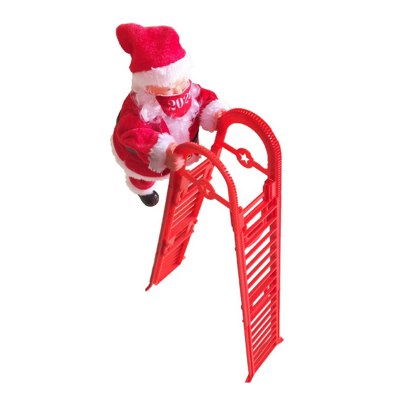 Escalera roja máscara eléctrica Santa Claus juguetes para niños Navidad inicio ventana decoraciones ventas directas de la fábrica