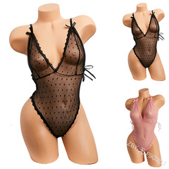 Foreign trade erotic lingerie, European and American style one-piece sexy pajamas, lace transparent jumpsuit, manufacturer supply ZB203