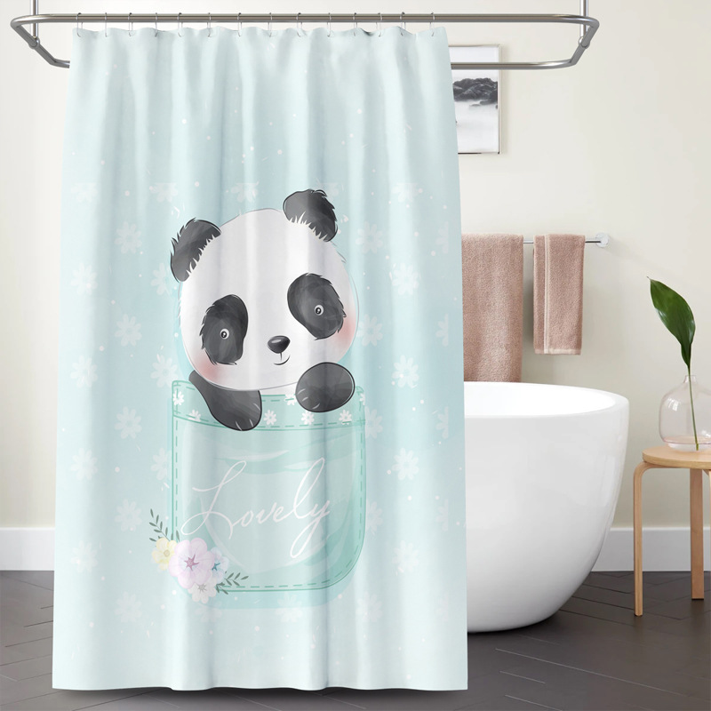 Best-Selling Cute Panda Cat Cartoon Animal Digital Print Waterproof And Shower Curtain Manufacturer Direct_voghion.com