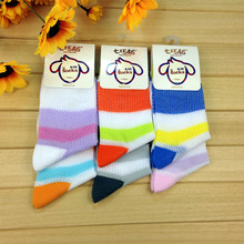 七巧板正品6505男女童夏季网眼透气彩色条纹棉儿童袜学生袜批发