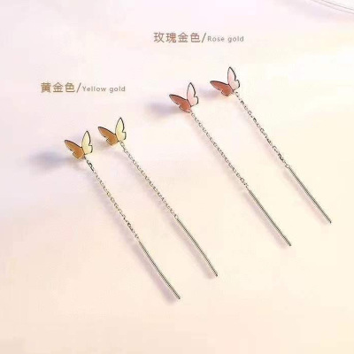 云鼎珠宝 正品18k黄金蝴蝶耳线AU750长款流苏耳环秋季百搭款饰品|ms