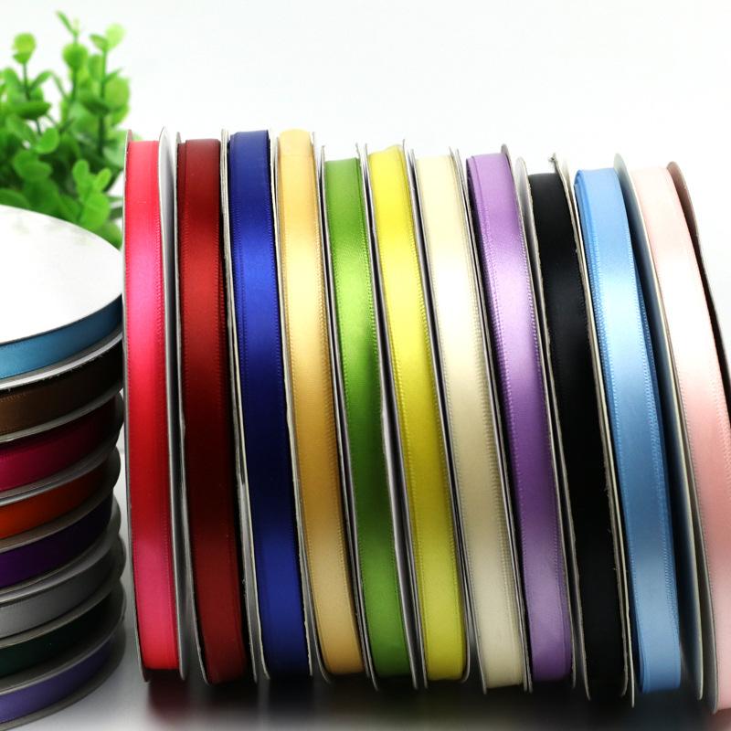 现货1cm加密涤纶色丁带缎带绸带彩色织带厂家尺寸纺织辅料