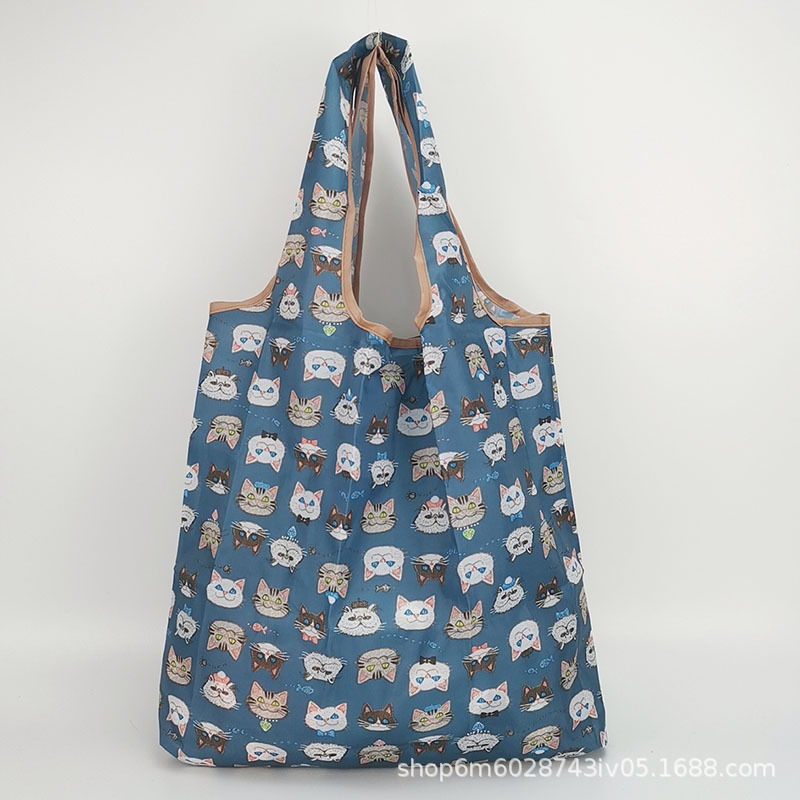 Bolso de compras de supermercado mediano de dibujos animados bolso verde bolso de moda bolso de compras plegable Portátil Bolsa de nylon impermeable image 39