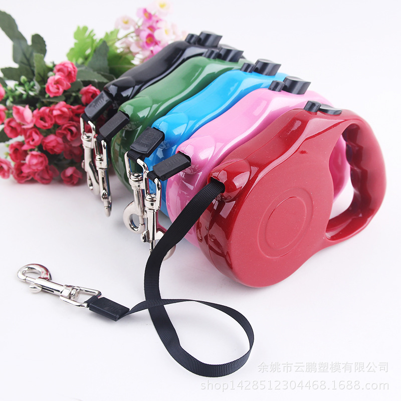 注塑磨具欧美风自动伸缩宠物牵引绳 狗狗牵引器遛狗器注塑模具厂