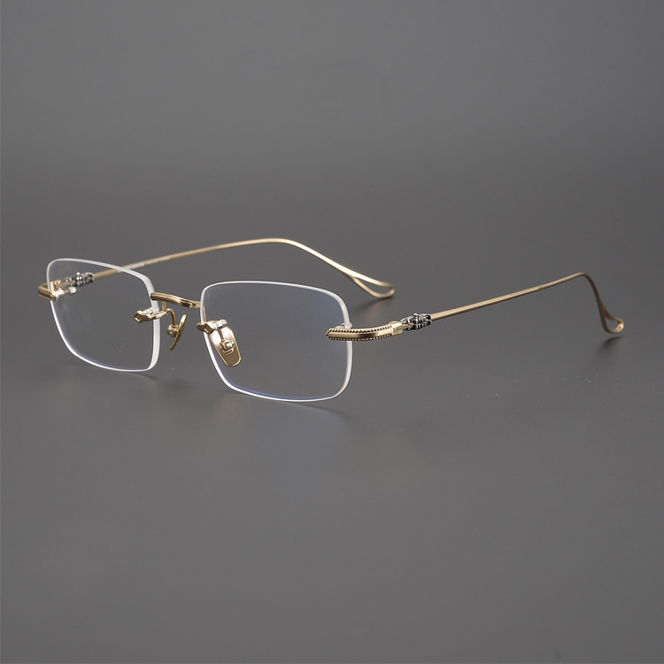 Versatile Minimalist Frameless Pure Titanium Prescription Frames, Same Style As Wang Yibo's, Ultra-light Finished Optical Eyeglass Frames For_voghion.com